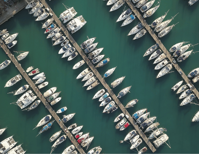 Marina with many boats parked in it